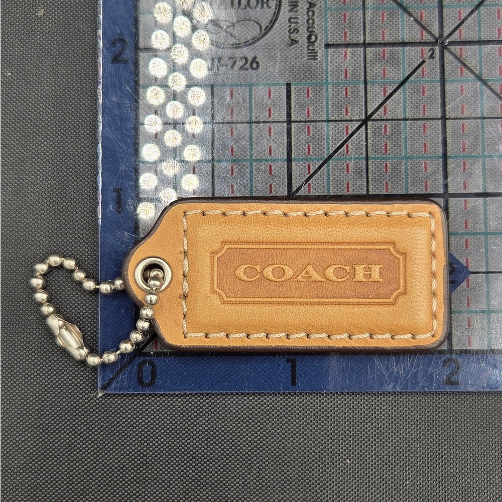 Coach Tan and Brown Leather Keychain